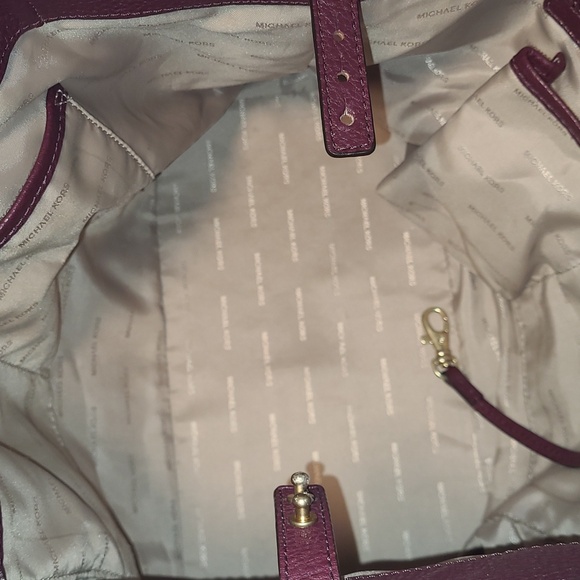 Michael Kors Brooklyn Burgundy Leather Satchel - Picture 13 of 15